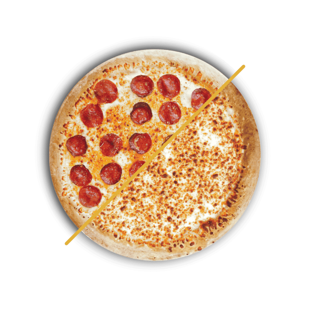 Half and Half Pizza It it now or never. Craft a half and half pizza to enjoy with your other half